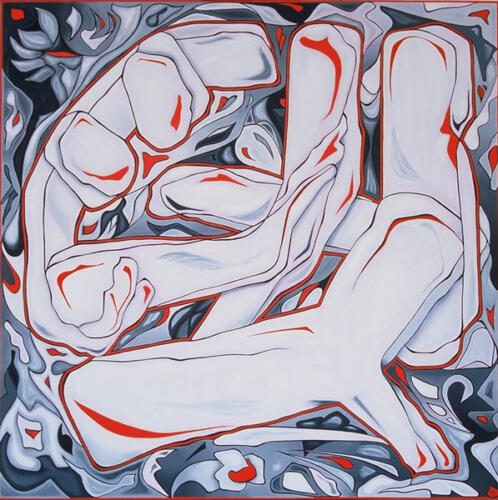 tile 32 lust, 2005, 122 x 122 cms, oil on canvas