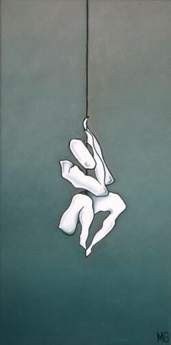 Tile 13 Blue/Green Background, 2004, 50 x 25 cms, Oil on Canvas