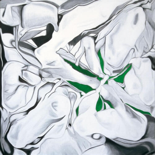 Tile 6 green, 2003, 90 x 90 cms, Oil on Canvas