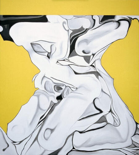 Tile 7 yellow, 2003, 100 x 90 cms, Oil on Canvas