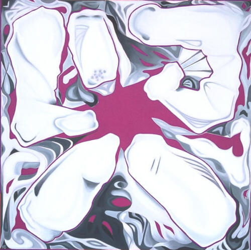 tile 26 extend, 2004, oil on canvas, 90 X 90 cms