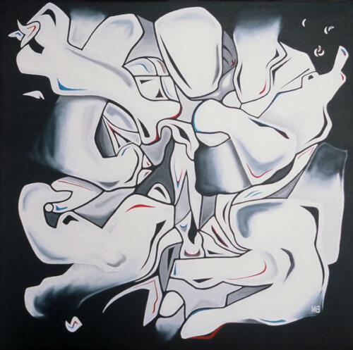 tile 36 creation, oil on canvas, 76 X 76 cms (30” X 30”), 2005