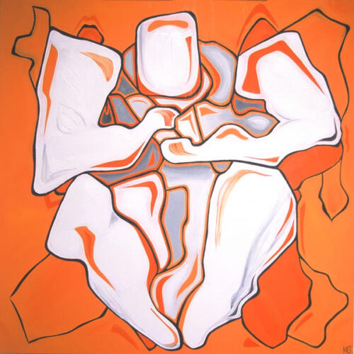 tile 39 focus, oil on canvas, 90 X 90 cms (36” X 36”), 2005