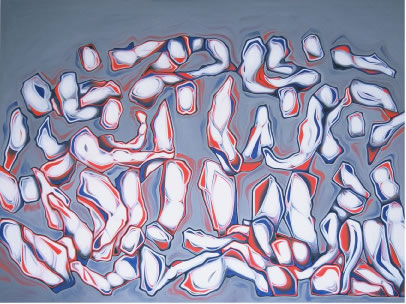 tile 49 thirteen, oil on canvas, 137 X 180 cms (54” X 72”), 2006